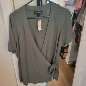 Lane Bryant Women's Sage Green Wrap Top